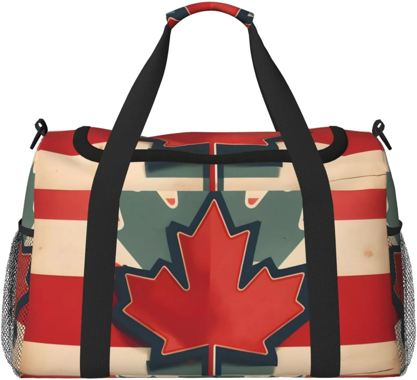 Retro Canada Flag pattern print Carry on Bag Underseat forTraveling Personal Item Bag Travel Duffel Bag Gym Bag for Women Men