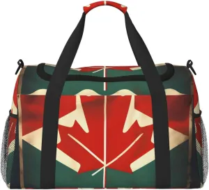 Retro Canada Flag print Carry on Bag Underseat forTraveling Personal Item Bag Travel Duffel Bag Gym Bag for Women Men