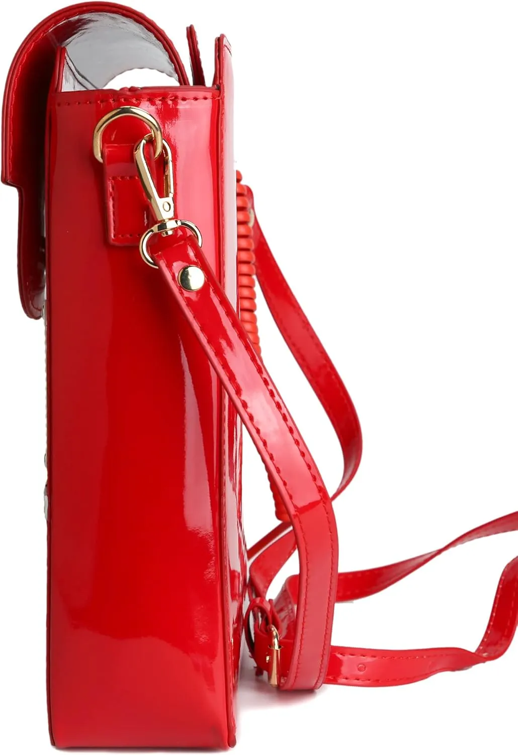 Retro dial telephone Crossbody Shoulder Bag,Pu Movable microphone Purse for Women