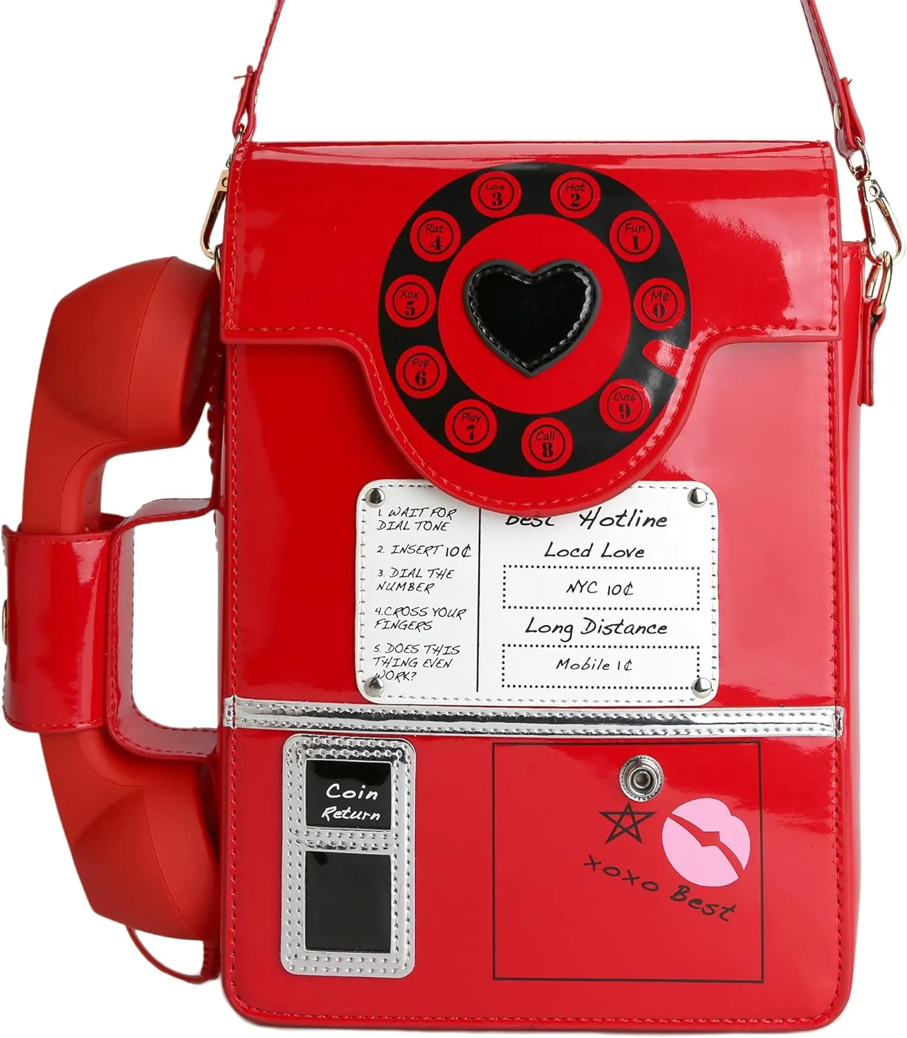 Retro dial telephone Crossbody Shoulder Bag,Pu Movable microphone Purse for Women