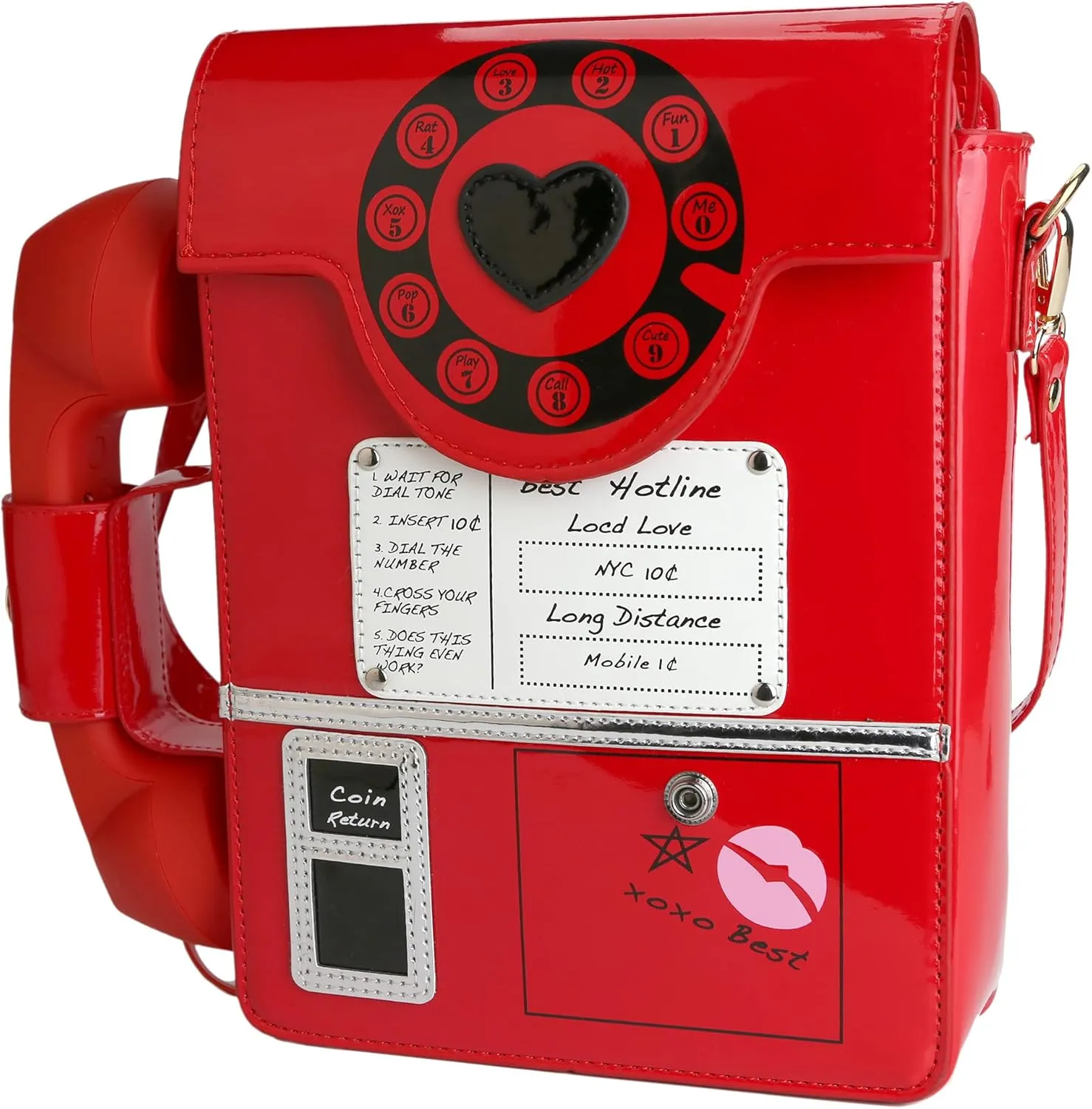 Retro dial telephone Crossbody Shoulder Bag,Pu Movable microphone Purse for Women