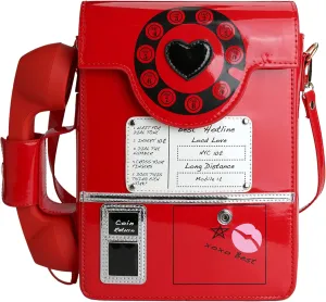 Retro dial telephone Crossbody Shoulder Bag,Pu Movable microphone Purse for Women
