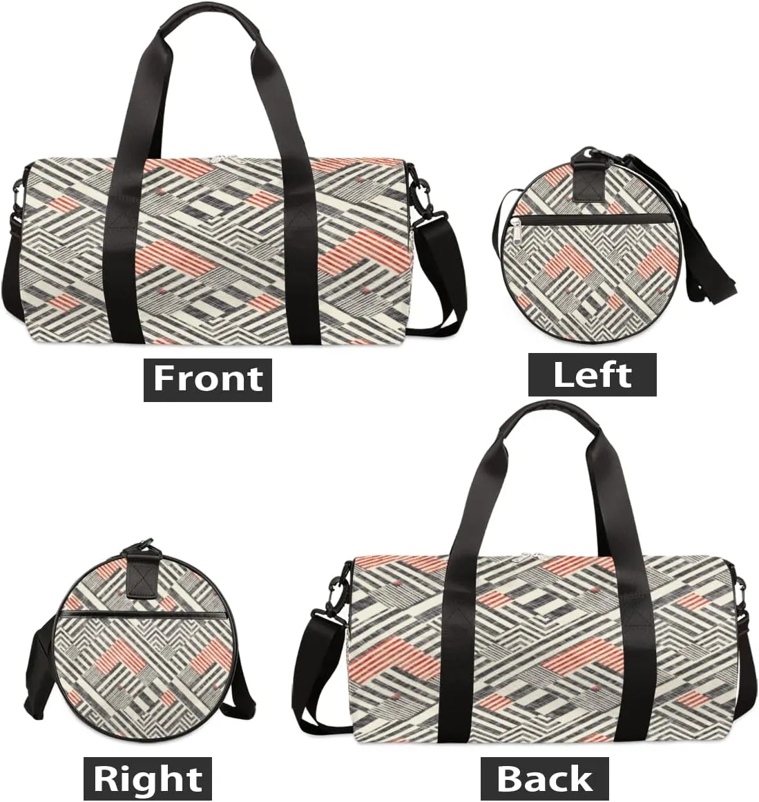 Retro Pattern Gym Bag Small Gym Duffel Bags for Men Women Stripe Tiles Overnight Weekender Bag Lightweight Sport Duffle Bag Carry On Gymbag
