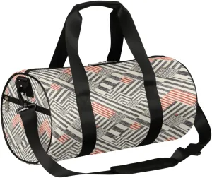 Retro Pattern Gym Bag Small Gym Duffel Bags for Men Women Stripe Tiles Overnight Weekender Bag Lightweight Sport Duffle Bag Carry On Gymbag