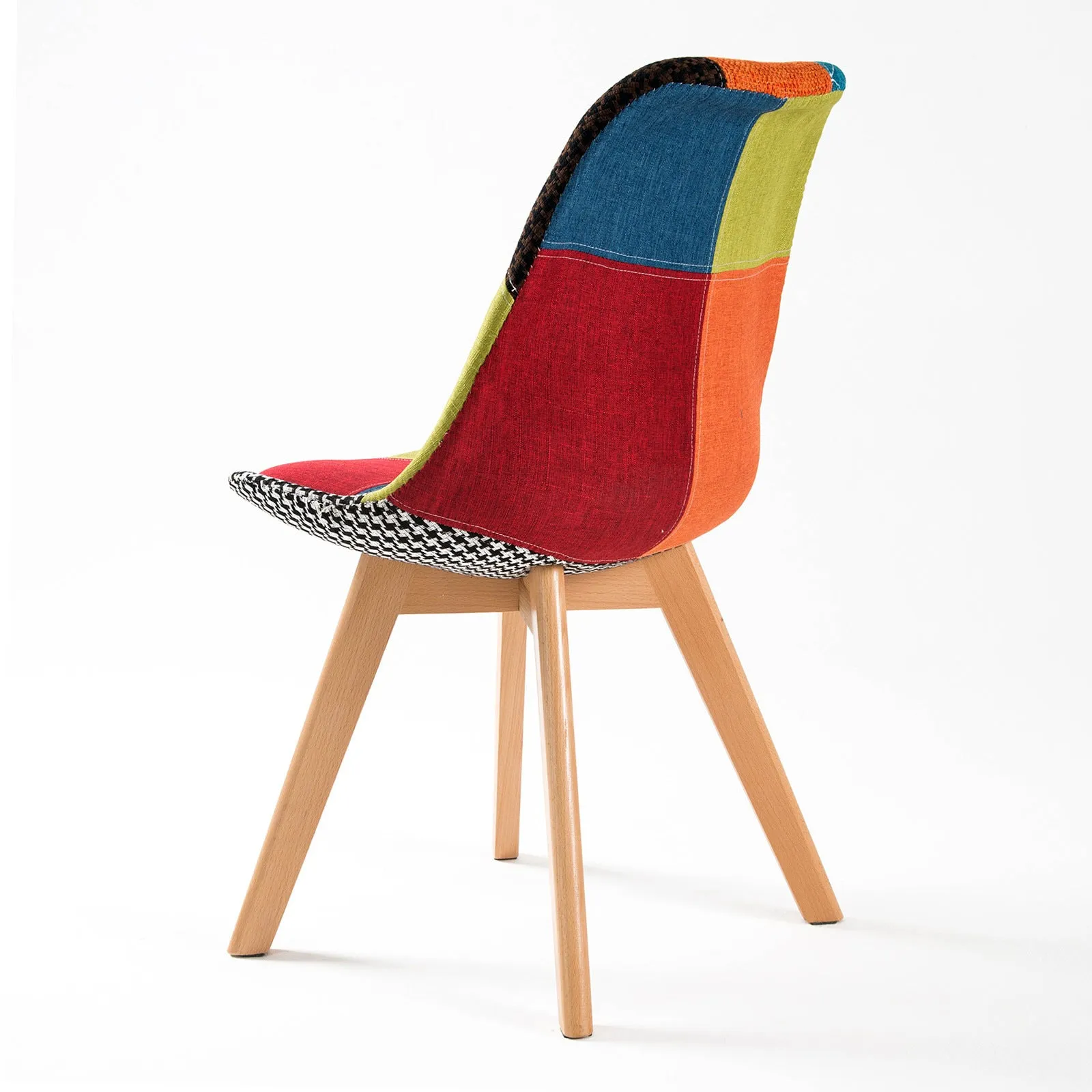 Retro (Set of 2) Patchwork Fabric Dining Chairs - Multicolour