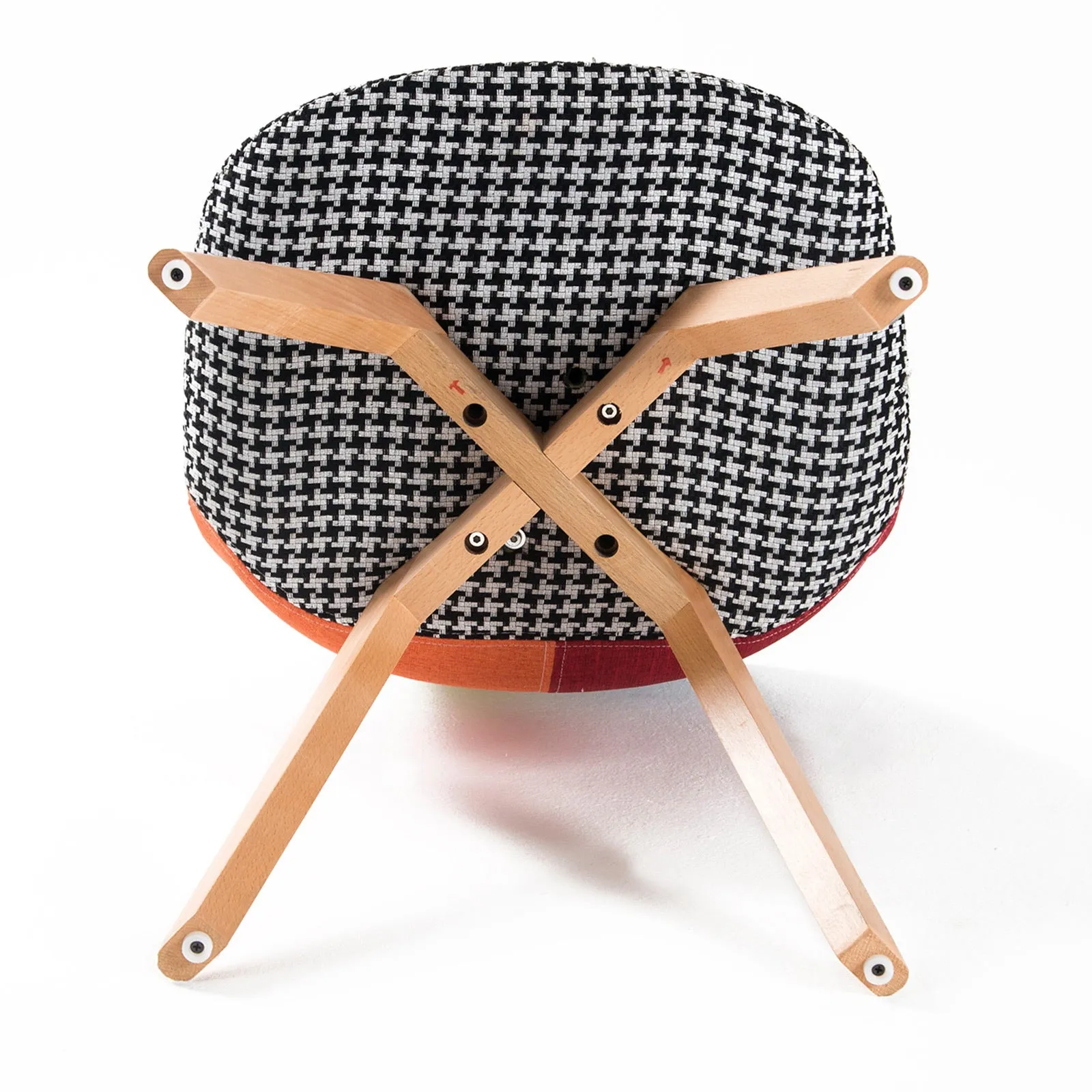 Retro (Set of 2) Patchwork Fabric Dining Chairs - Multicolour