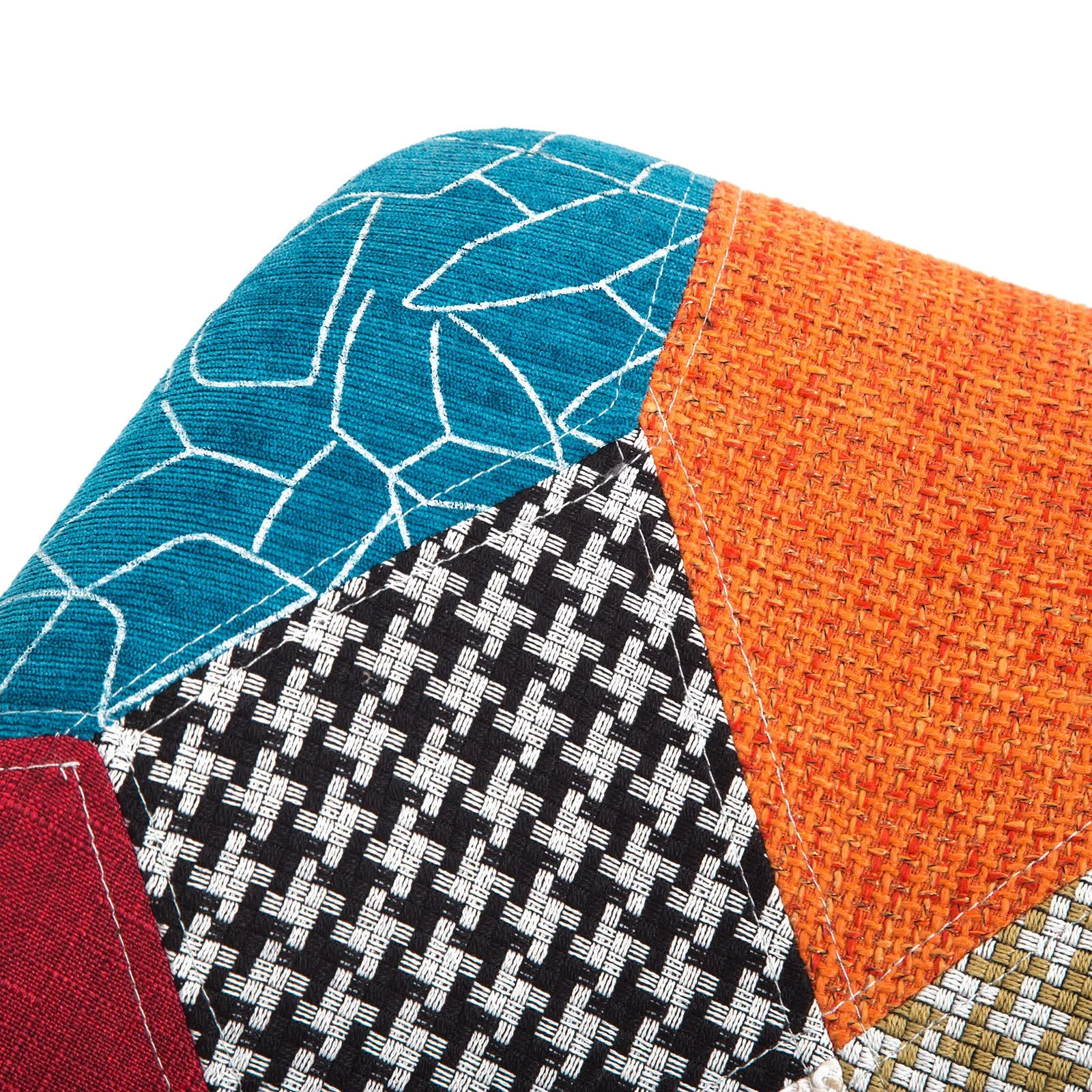 Retro (Set of 2) Patchwork Fabric Dining Chairs - Multicolour