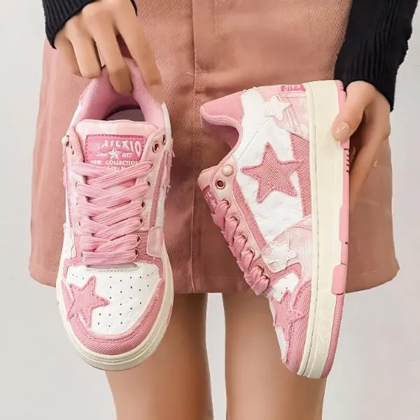 Retro Star Platform Shoes Vintage Chunky Sneakers for Women Men Trendy Casual Aesthetic Y2k Skate Shoes