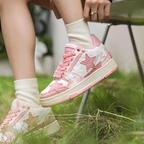 Retro Star Platform Shoes Vintage Chunky Sneakers for Women Men Trendy Casual Aesthetic Y2k Skate Shoes