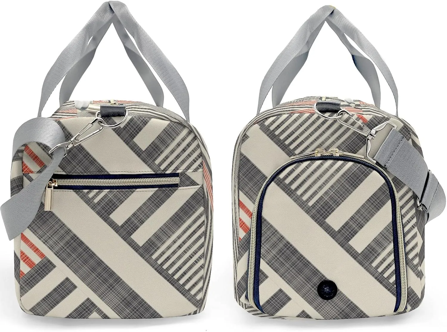 Retro Stripe Personalized Duffel Bag with Name Custom Travel Bag for Woman Men Sports Gym Dance Bags Wet Dry Pockets Shoes Compartment Overnight Weekend Bag