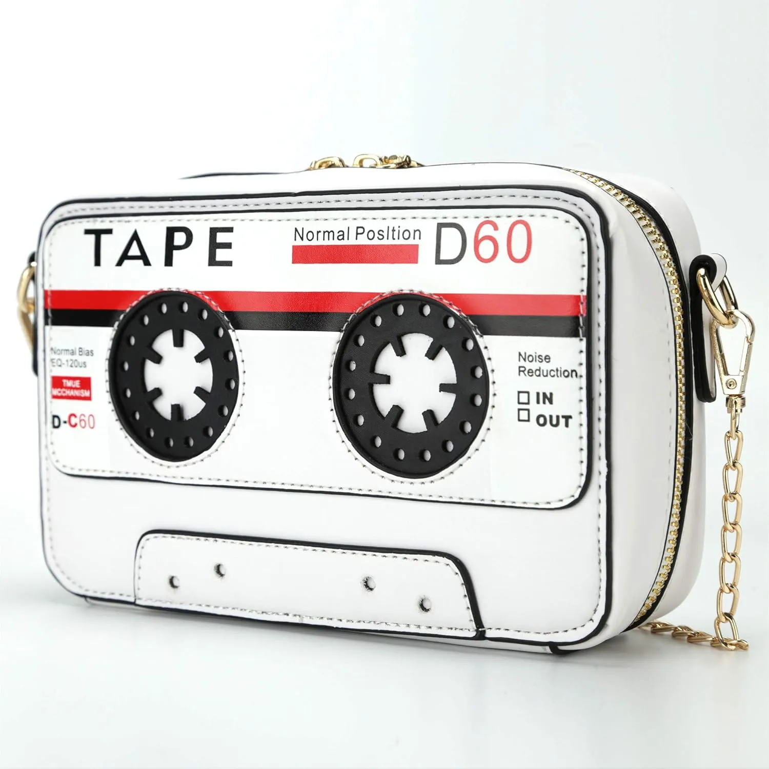 Retro Tape Shaped Evening Purse,PU Audio Cassette Crossbody HandBag for Women