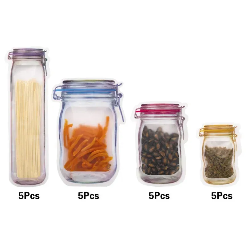 Reusable Mason Jar Bottles Bags Nuts Candy Cookies Bag Seal Fresh Food