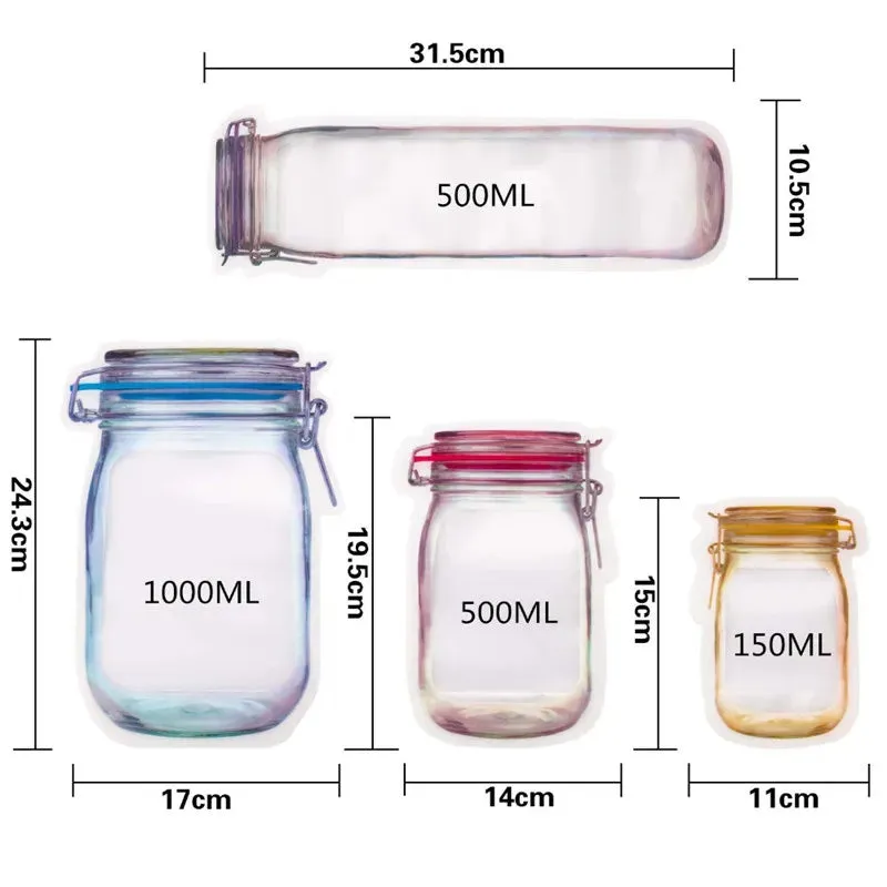 Reusable Mason Jar Bottles Bags Nuts Candy Cookies Bag Seal Fresh Food