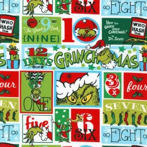 Robert Kaufman Fabrics How The Grinch Stole Christmas Dr Seuss Who Ville Christmas Patchwork, 44 Inches