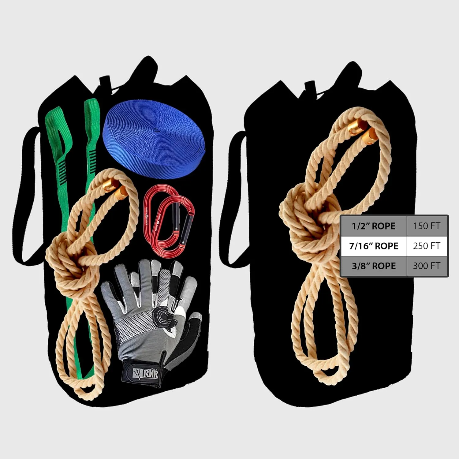 Rock-N-Rescue Arbor Rope Storage Bag - Rock and Tree Climbing Equipment, Arborist Gear, Bucket Style Backpack, Waterproof Nylon Material, Neon Green, 150'