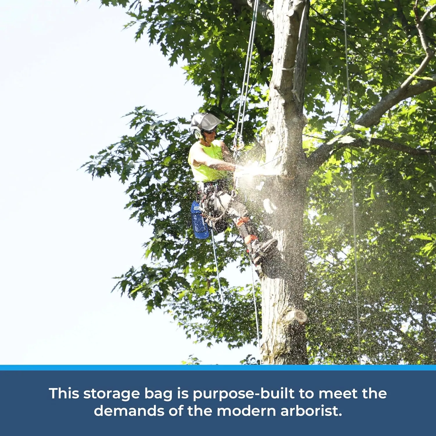 Rock-N-Rescue Arbor Rope Storage Bag - Rock and Tree Climbing Equipment, Arborist Gear, Bucket Style Backpack, Waterproof Nylon Material, Neon Green, 150'