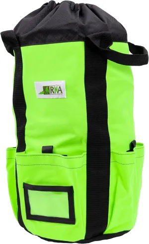 Rock-N-Rescue Arbor Rope Storage Bag - Rock and Tree Climbing Equipment, Arborist Gear, Bucket Style Backpack, Waterproof Nylon Material, Neon Green, 150'