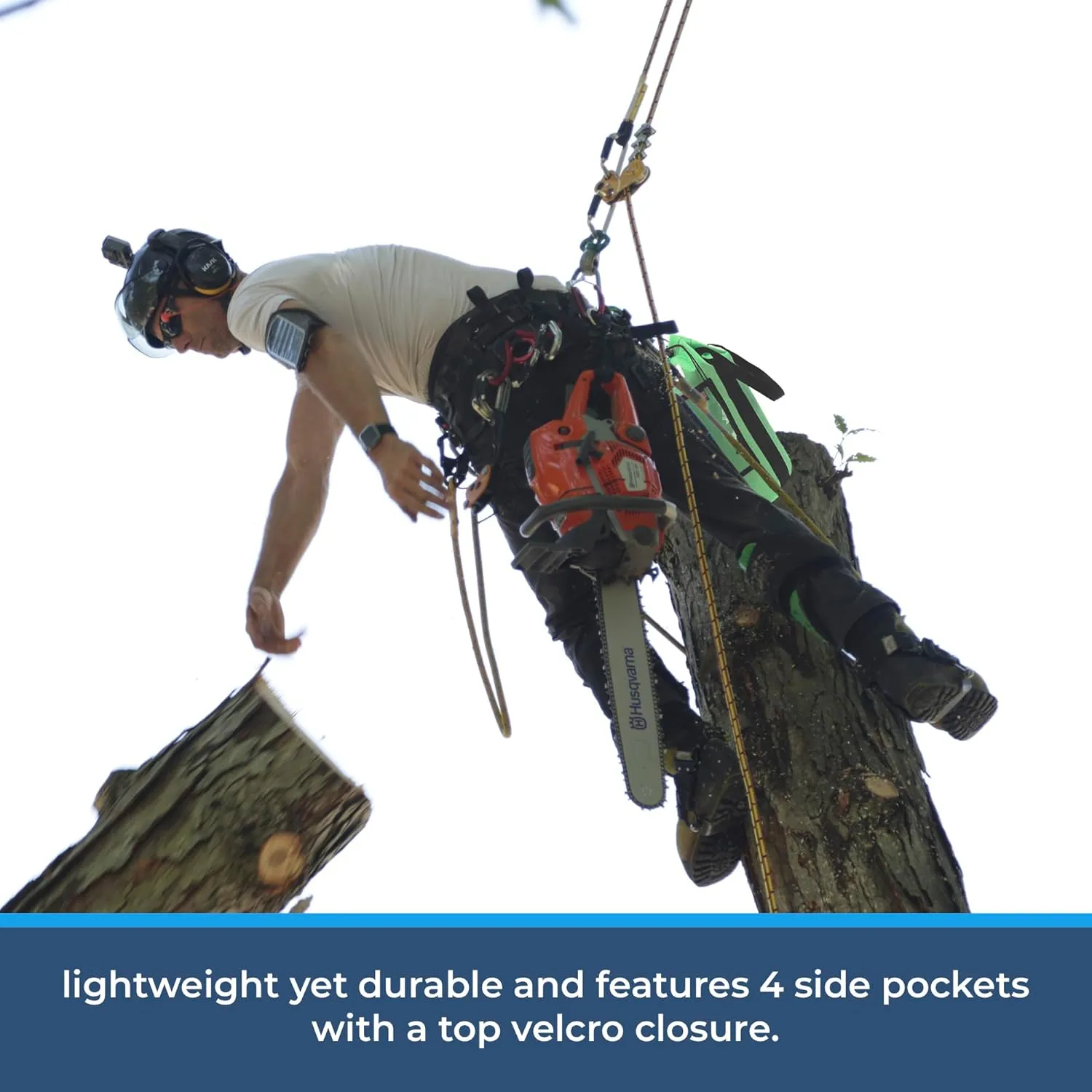 Rock-N-Rescue Arbor Rope Storage Bag - Rock and Tree Climbing Equipment, Arborist Gear, Bucket Style Backpack, Waterproof Nylon Material, Neon Green, 150'