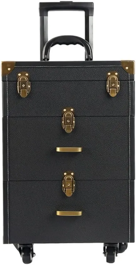 Rolling Luggage Makeup Kit​​​Beauty Suitcase Wheeled Cosmetic Bag Nail Art Tattoo Trolley Bag(D)