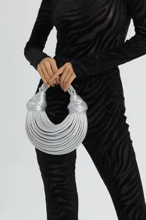 Rosa Silver PU Knotted Bag