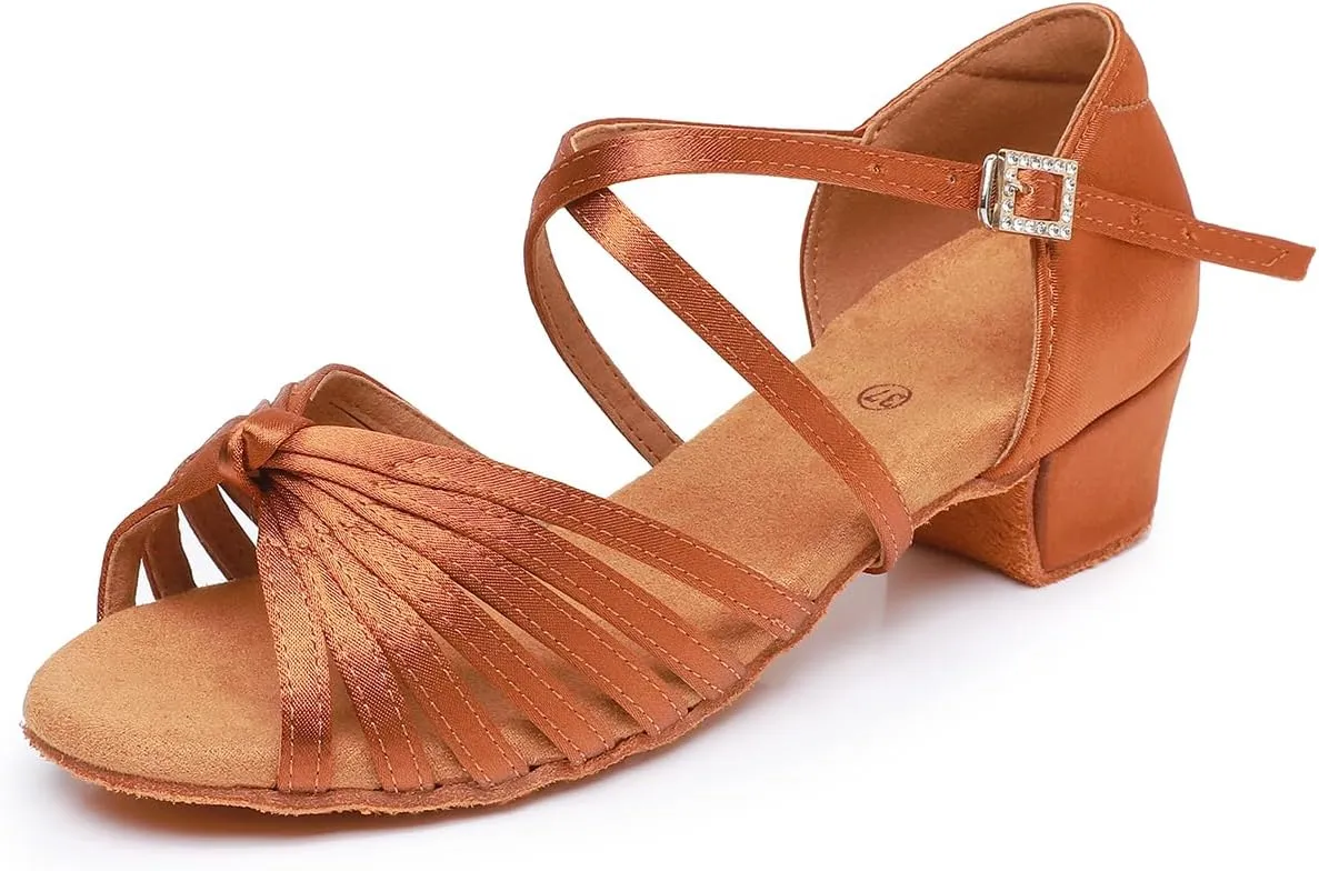 Rosefinch Girls Latin Dancing Shoes Low Heel Kids Salsa Ballroom Dance Shoes for Girls