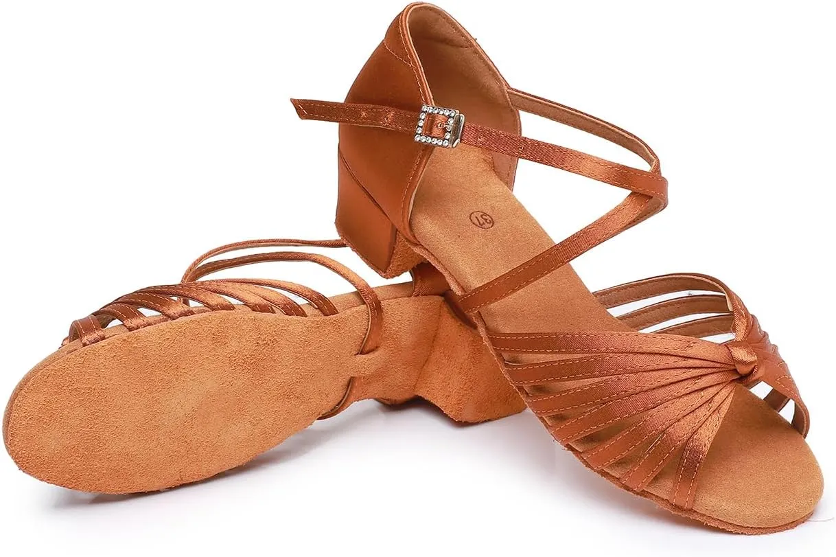 Rosefinch Girls Latin Dancing Shoes Low Heel Kids Salsa Ballroom Dance Shoes for Girls