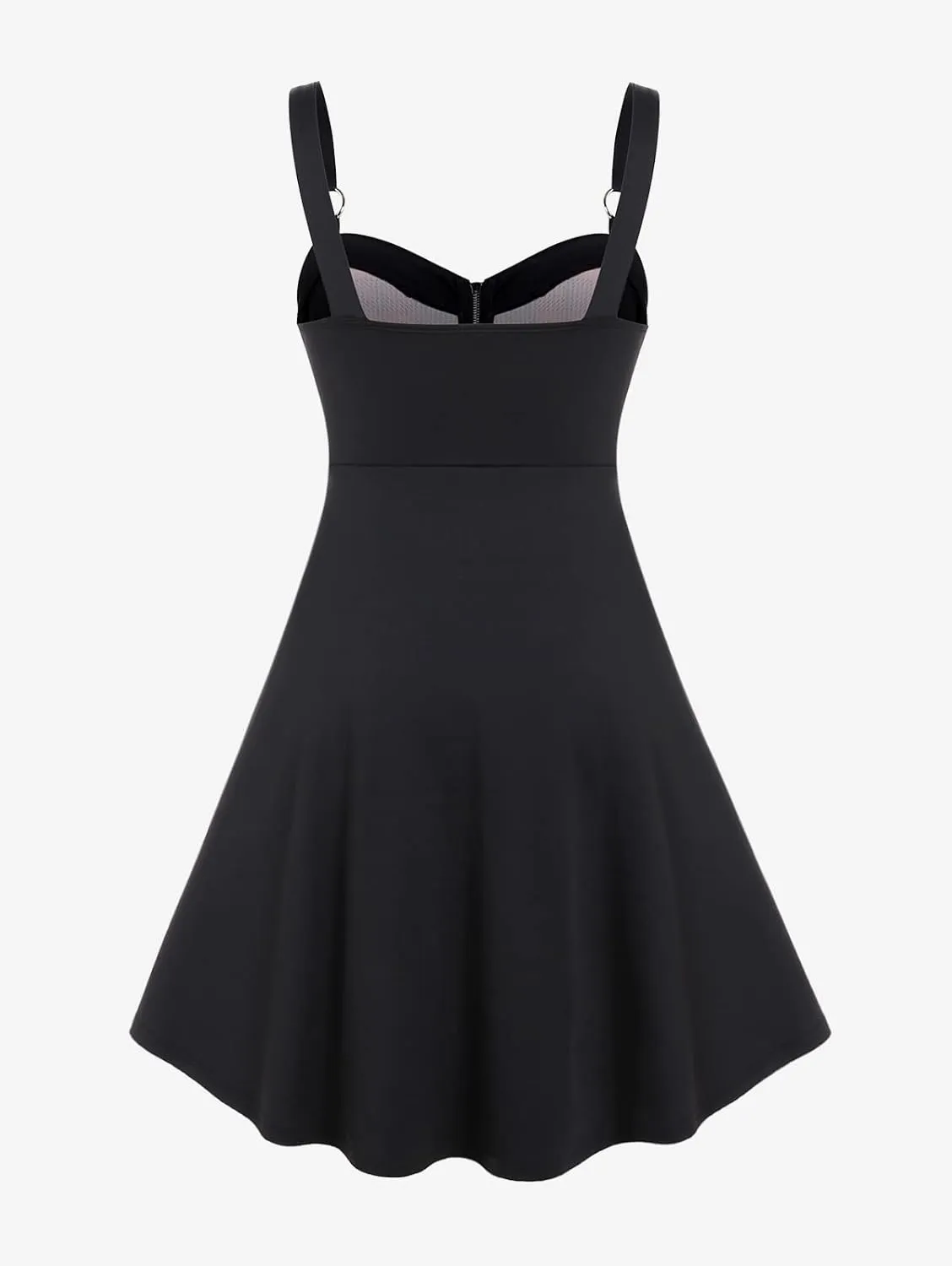 Rosegal Gothic Lace Up Plaid Half Zipper Fit and Flare Gothic Dress