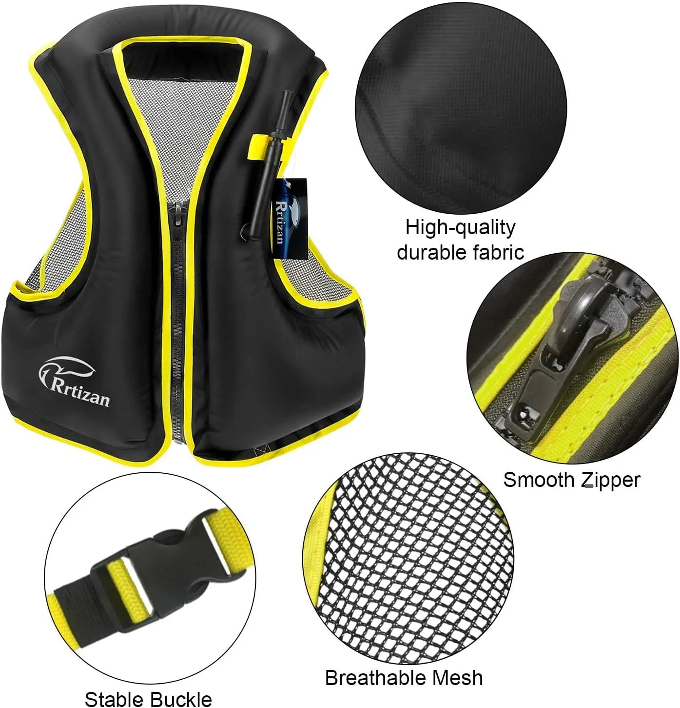 Rrtizan Inflatable Snorkel Vest for Adult, Travel Snorkeling Vest for Swimming, Snorkeling, Paddleboarding, Swim Vest Adult Suitable for 90-220lbs