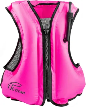 Rrtizan Inflatable Snorkel Vest for Adult, Travel Snorkeling Vest for Swimming, Snorkeling, Paddleboarding, Swim Vest Adult Suitable for 90-220lbs