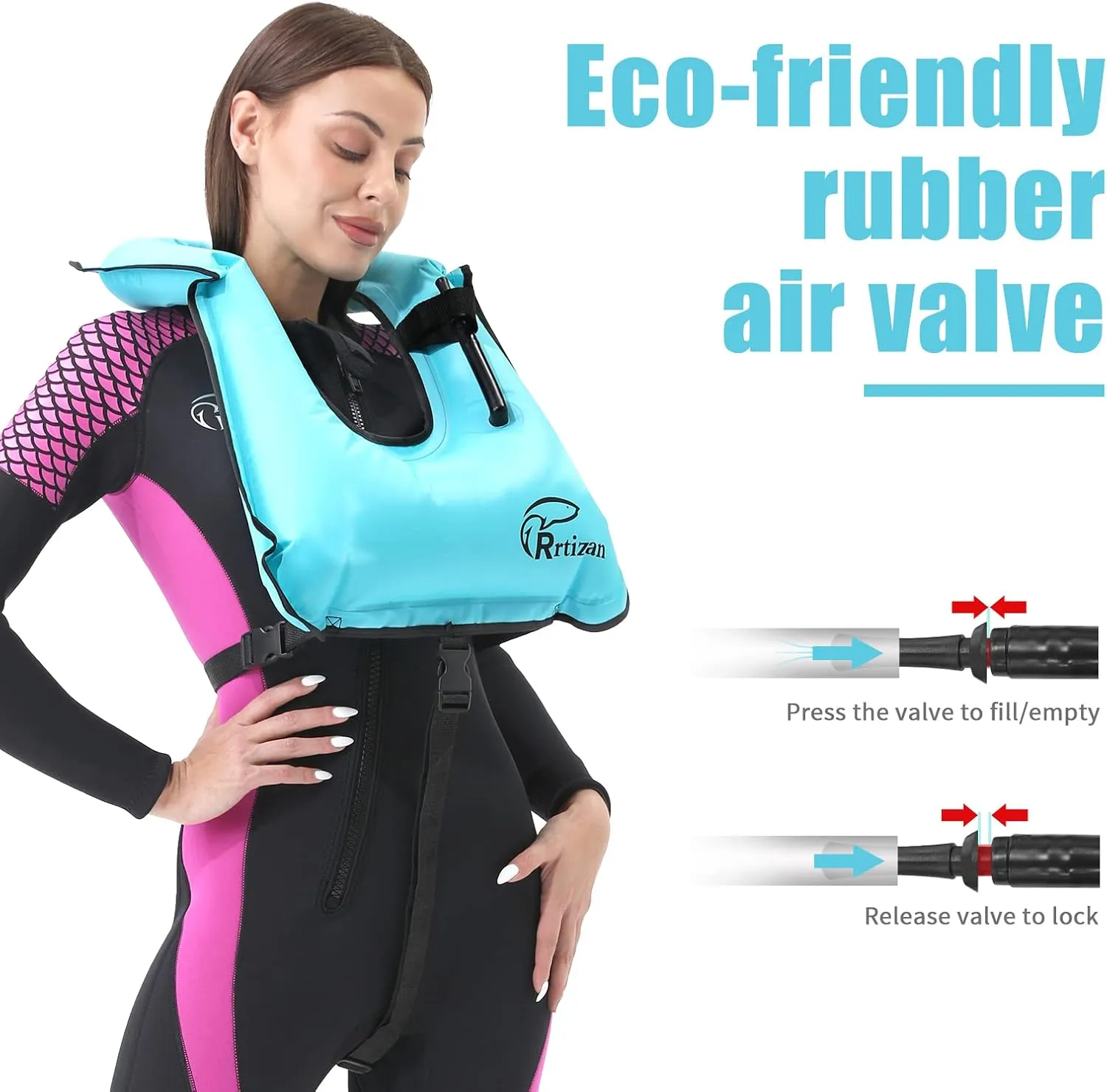 Rrtizan Snorkel Vest, Adults Portable Inflatable Swim Vest Buoyancy Aid Swim Jackets for Men & Women