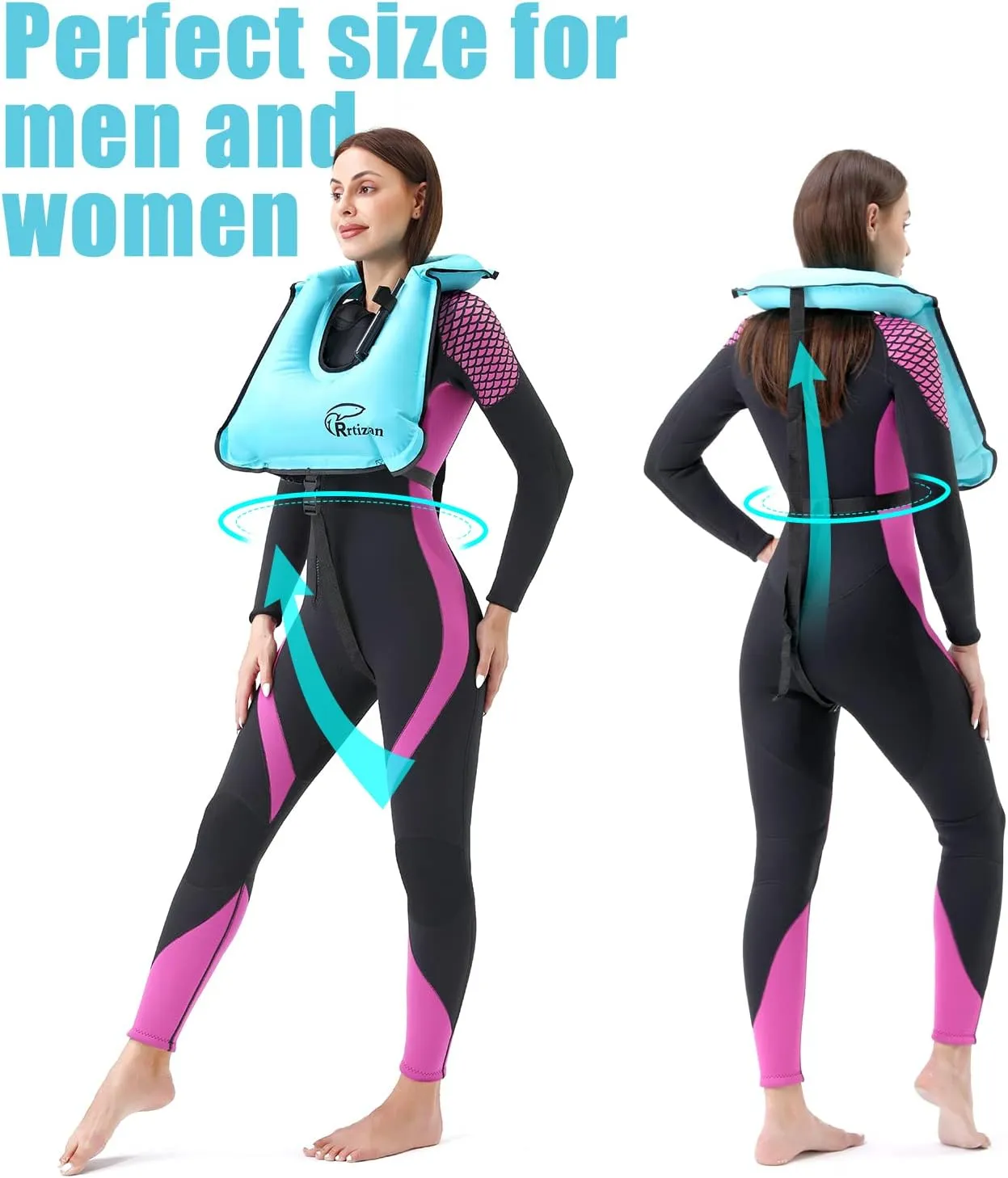 Rrtizan Snorkel Vest, Adults Portable Inflatable Swim Vest Buoyancy Aid Swim Jackets for Men & Women