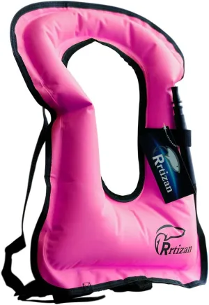 Rrtizan Snorkel Vest, Adults Portable Inflatable Swim Vest Jackets for Snorkeling Swimming Diving Safety