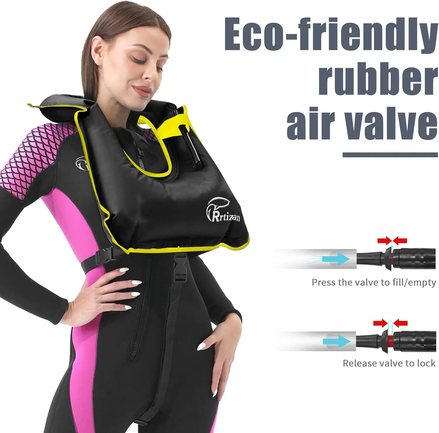Rrtizan Snorkel Vest, Adults Portable Inflatable Swim Vest Jackets for Snorkeling Swimming Diving Safety
