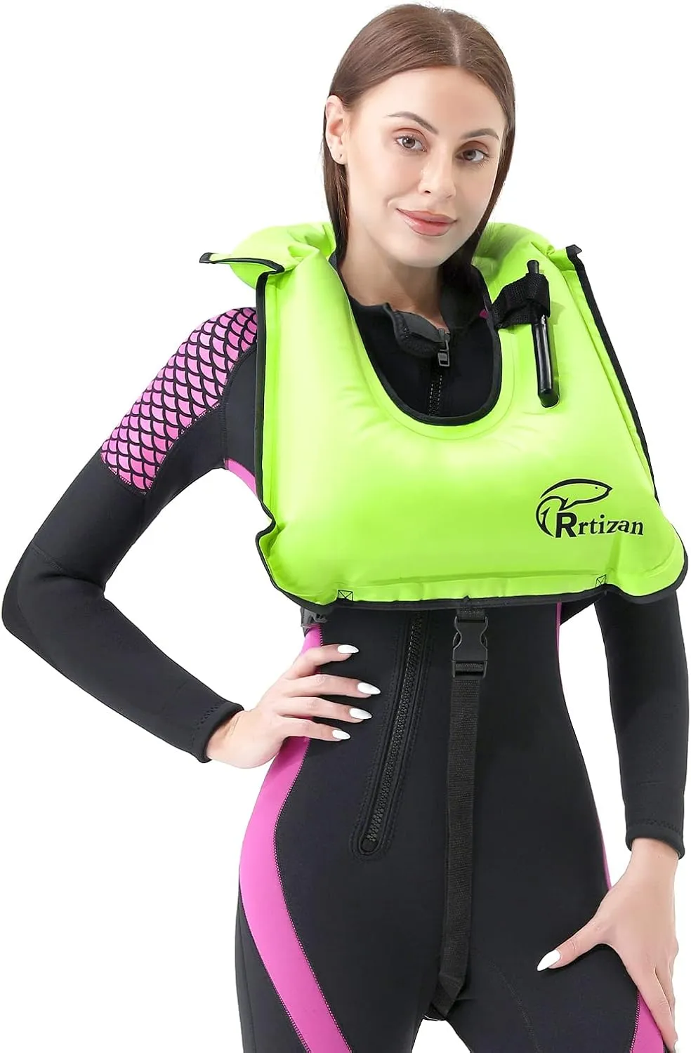 Rrtizan Snorkel Vest, Adults Portable Inflatable Swim Vest Jackets for Snorkeling Swimming Diving Safety