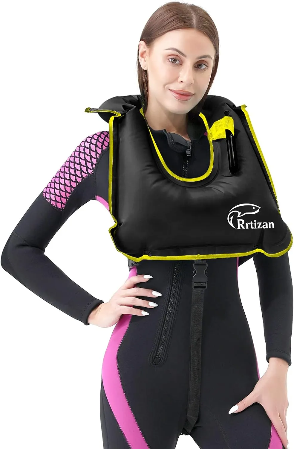 Rrtizan Snorkel Vest, Adults Portable Inflatable Swim Vest Jackets for Snorkeling Swimming Diving Safety