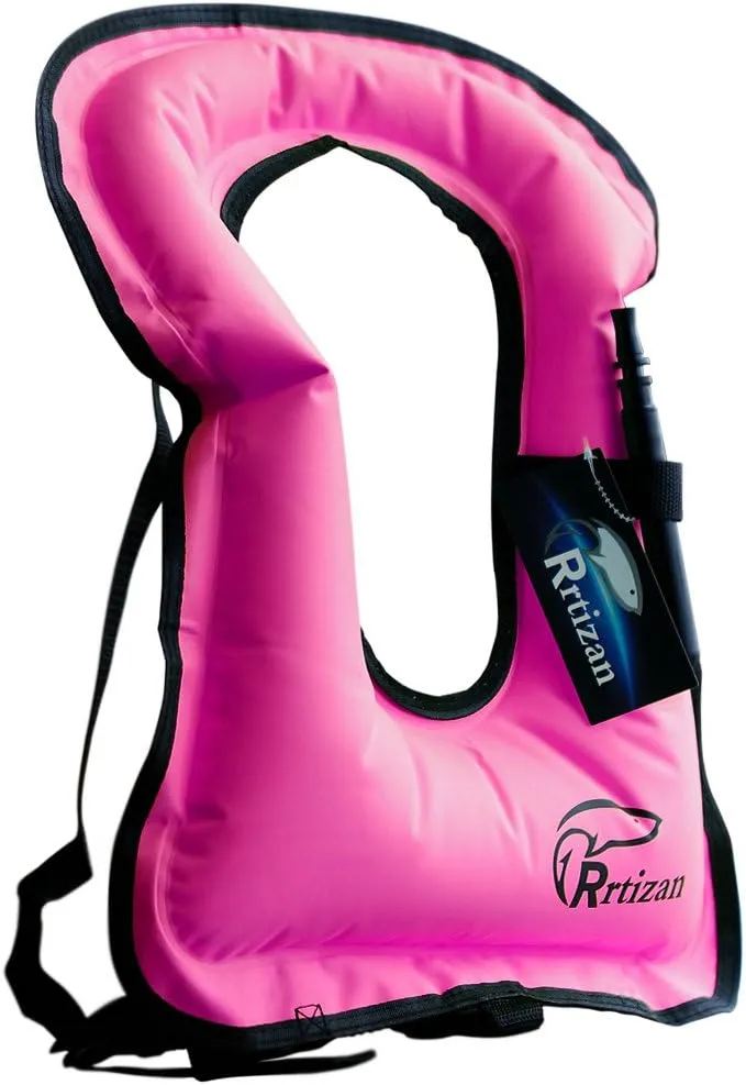 Rrtizan Snorkel Vest, Adults Portable Inflatable Swim Vest Jackets for Snorkeling Swimming Diving Safety