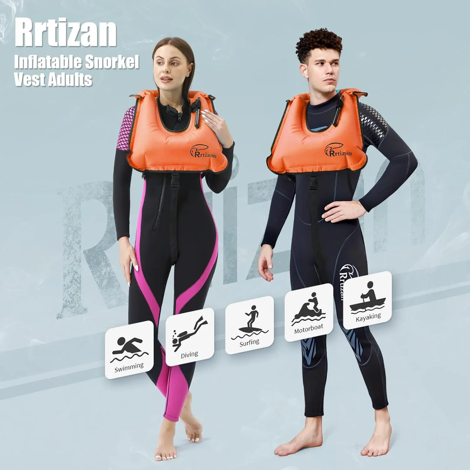Rrtizan Snorkel Vest, Adults Portable Inflatable Swim Vest Swim Jackets for Men & Women