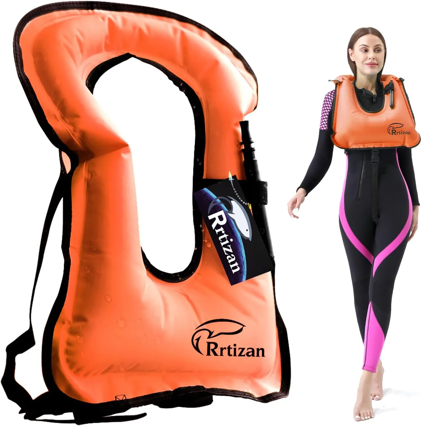 Rrtizan Snorkel Vest, Adults Portable Inflatable Swim Vest Swim Jackets for Men & Women