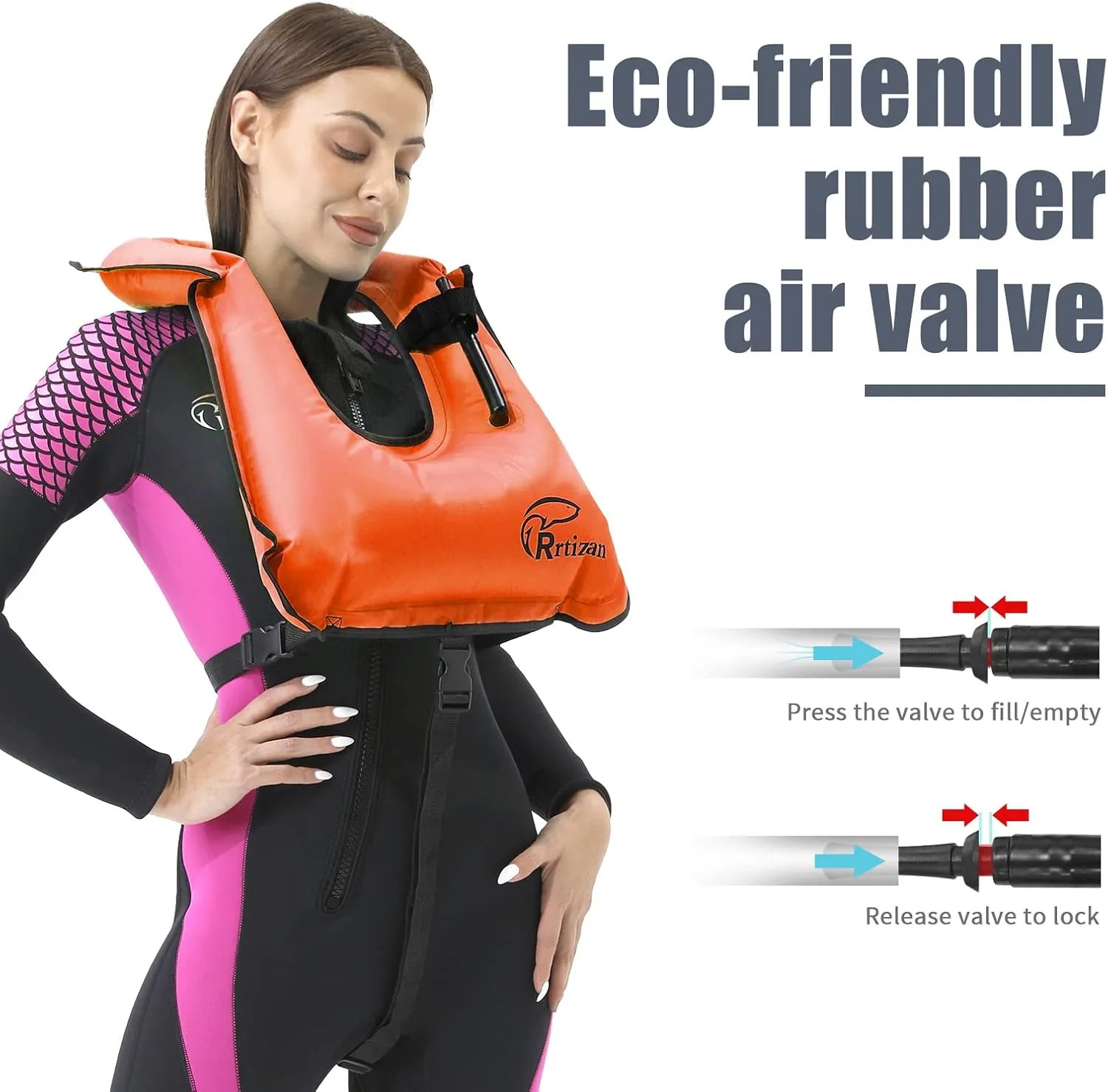 Rrtizan Snorkel Vest, Adults Portable Inflatable Swim Vest Swim Jackets for Men & Women