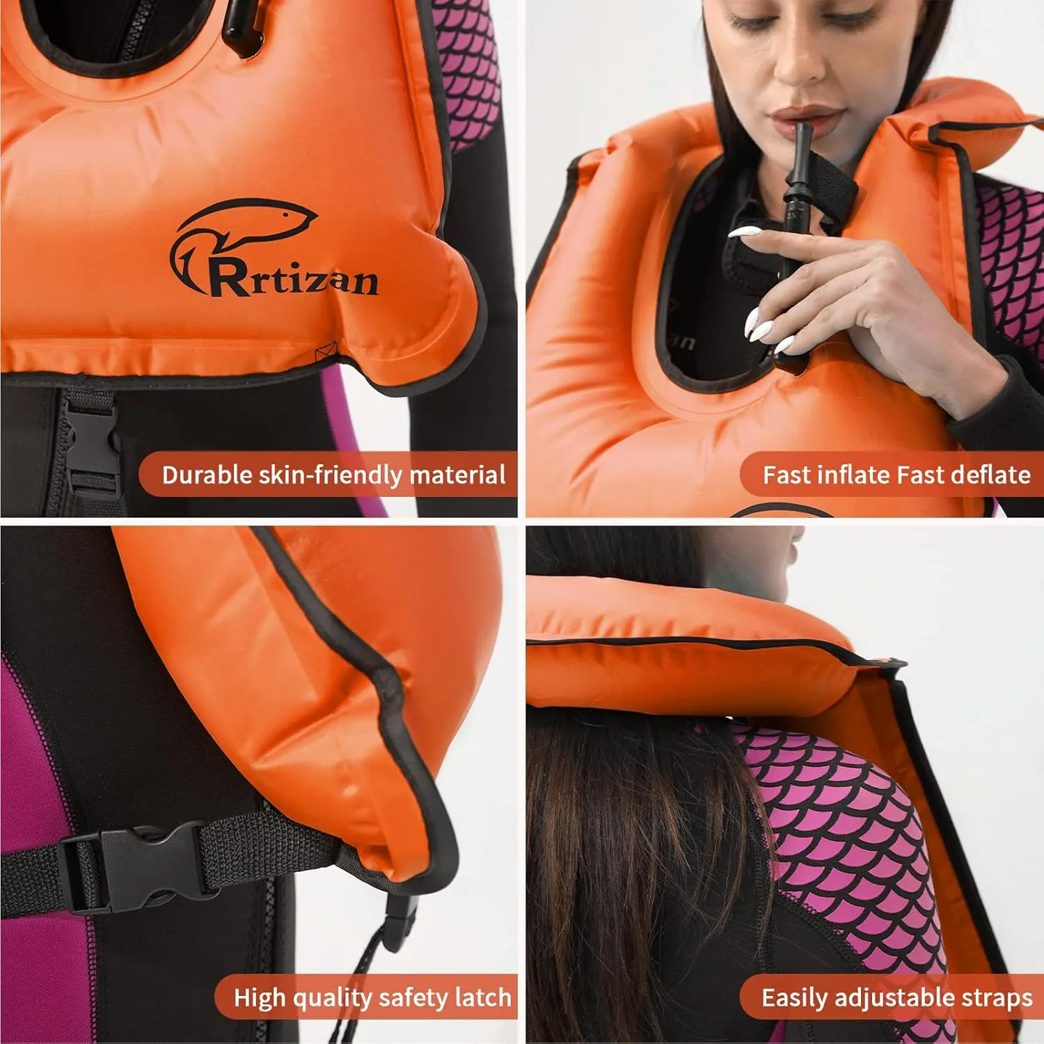 Rrtizan Snorkel Vest, Adults Portable Inflatable Swim Vest Swim Jackets for Men & Women