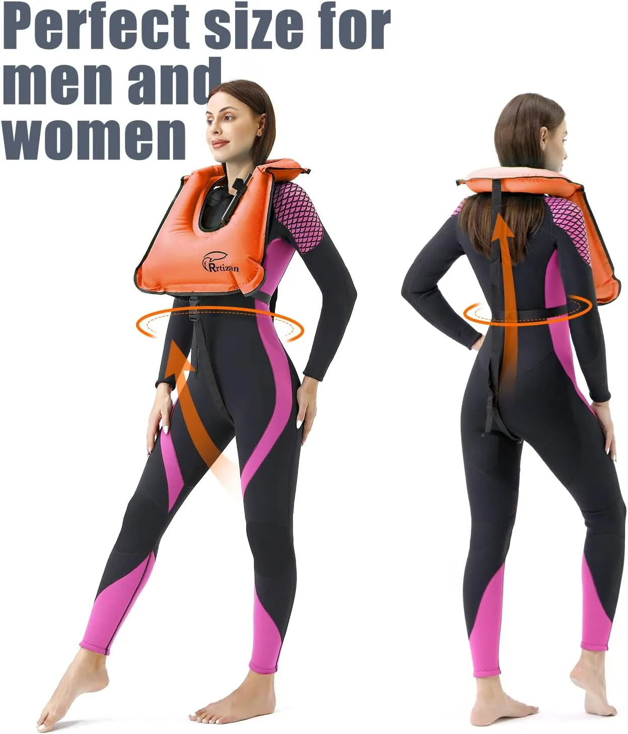 Rrtizan Snorkel Vest, Adults Portable Inflatable Swim Vest Swim Jackets for Men & Women