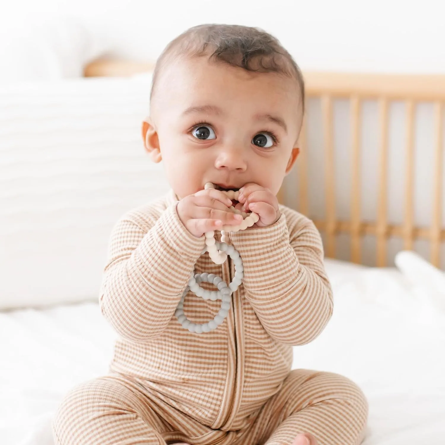 Ryan & Rose Cutie Clinks Attachable Teether Chew Toy for Babies (Ultimate Teething Set (Neutral))