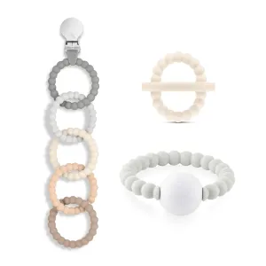 Ryan & Rose Cutie Clinks Attachable Teether Chew Toy for Babies (Ultimate Teething Set (Neutral))