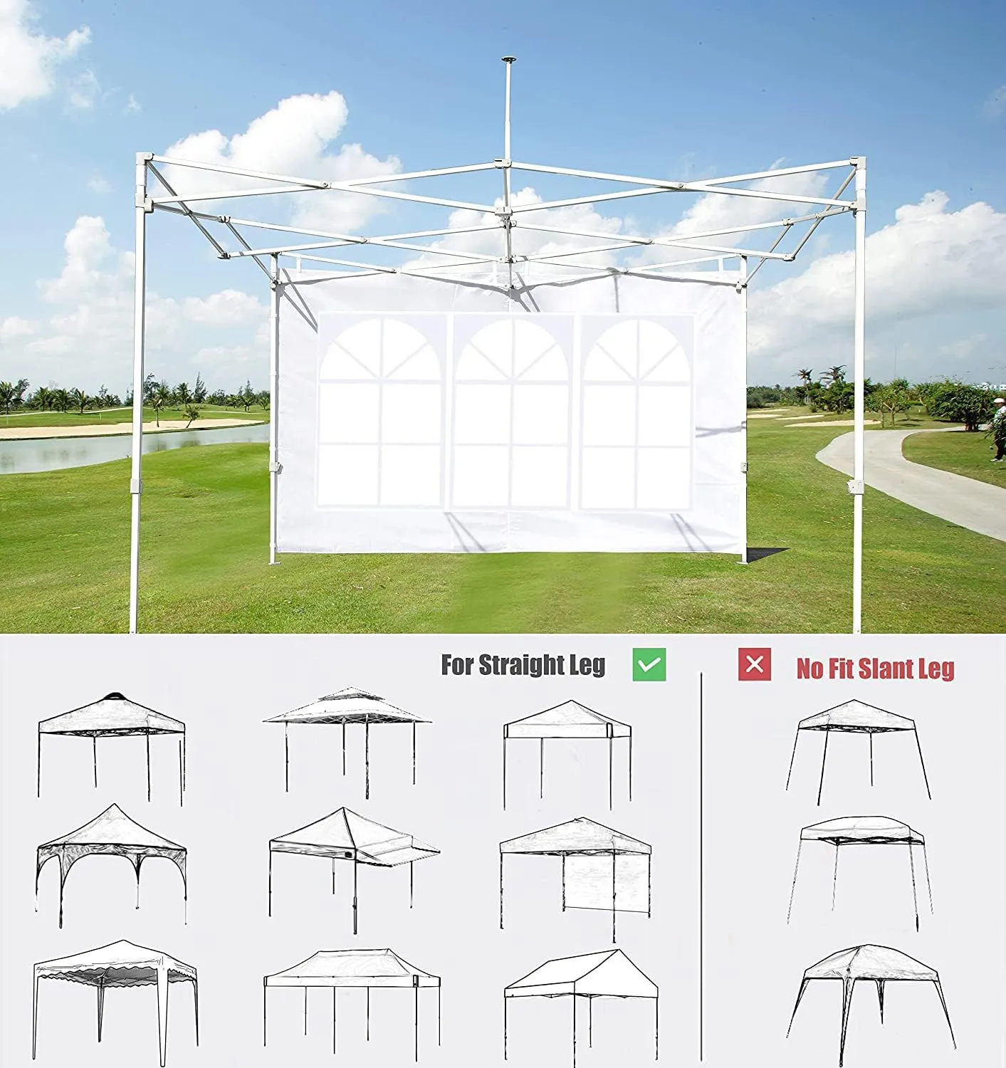 SCOCANOPY SideWall with Window for 12x12 Canopy Frame, 2 Pack SunWall Only,Black