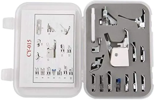 Sew-link 15pc Domestic Sewing Machine Snap-On Presser Walking Foot Kit for Brother, Singer, Babylock, Janome, Pfaff, Kenmore, Riccar, Necchi