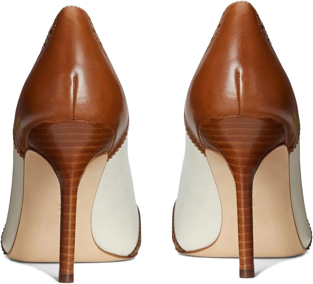 SHODENSE Women Pointed Toe Stiletto Heel Pumps Oxford Slip On High Heels Two Tone Perforated 4 inch Stiletto High Heels Pointy Closed Toe Dress Heels Wingtips Vintage Retro Sexy 4-11 M US