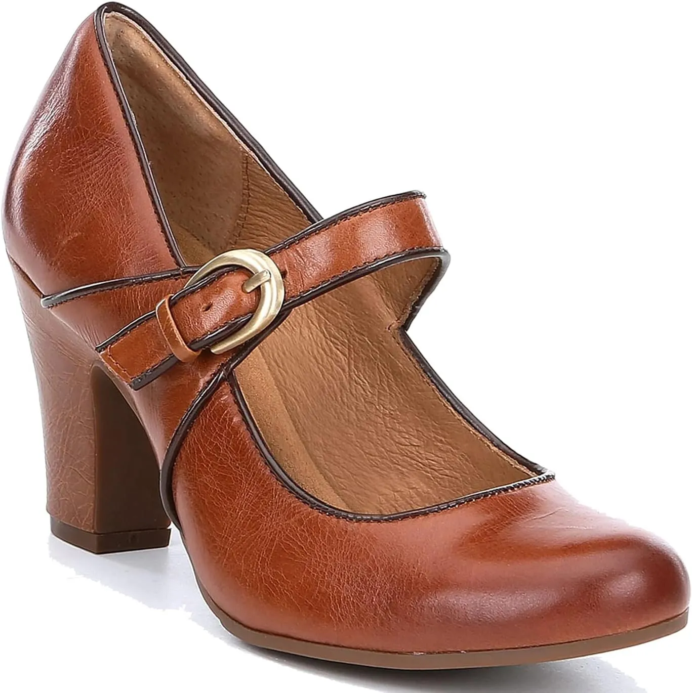 SHODENSE Women Vintage Chunky High Heel Mary Jane Shoes Round Closed Toe Ankle Strap Dress Sandals 3" Block Heels Mary Jane Lolita Pumps Two-Toned Patchwork Buckle Office Lady Wedding Retro 4-11 M US