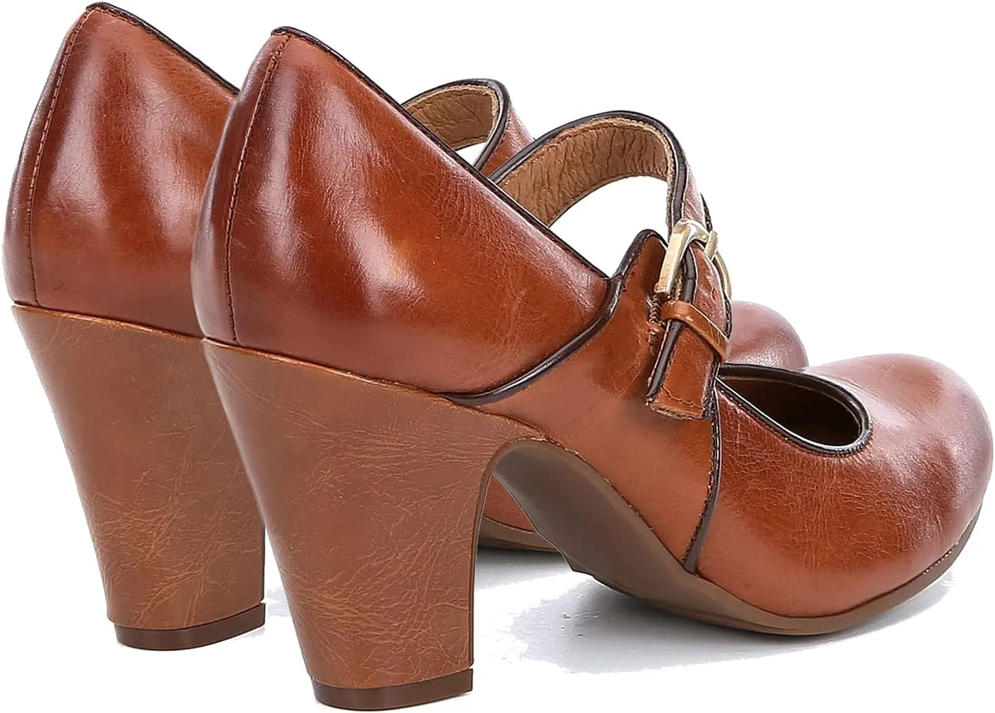 SHODENSE Women Vintage Chunky High Heel Mary Jane Shoes Round Closed Toe Ankle Strap Dress Sandals 3" Block Heels Mary Jane Lolita Pumps Two-Toned Patchwork Buckle Office Lady Wedding Retro 4-11 M US