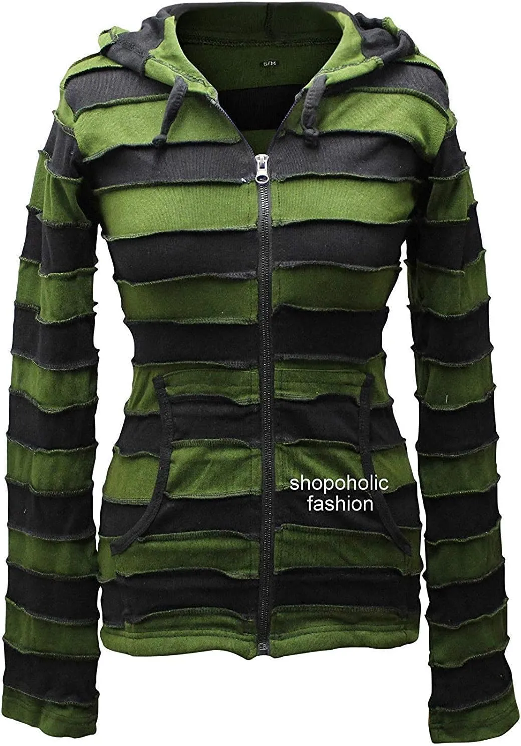Shopoholic Fashion Women Outstitched Stripy Rib Hoodie