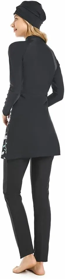 ShuoBeiter Modest Muslim Swimwear for Women Patchwork Hijab Sport Long Sleeves Swimsuit Islamic Burkinis Bathing Suit